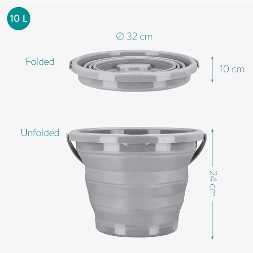 Galeata pliabila din cauciuc termoplastic Navaris, 10 L, Gri, 45985.3.22