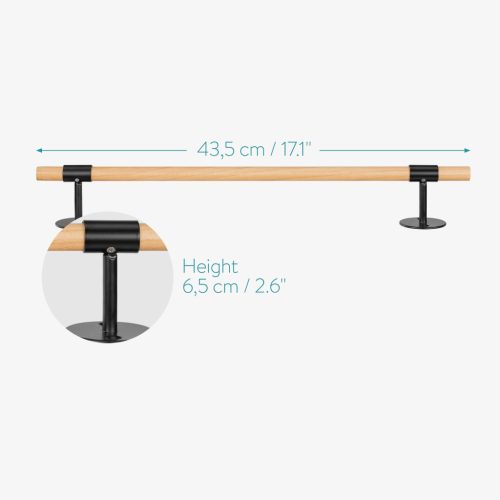 Suport prosop perete Navaris, 43.5x6.5x10 cm, montaj inclus, bambus si fier, maro/negru, bambus/fier