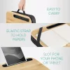 Suport laptop cu perna Navaris, 44x32x6 cm, maner portabil, maro, bambus