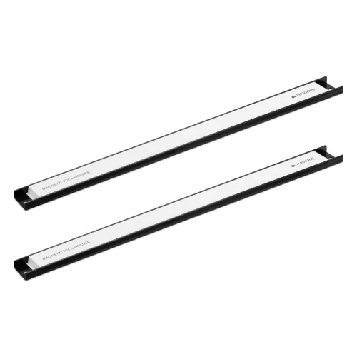 Set 2 suporturi magnetice unelte Navaris, 61 cm, adancime 4 cm, montaj perete, negru, metal