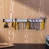 Set 2 suporturi magnetice unelte Navaris, 61 cm, adancime 4 cm, montaj perete, negru, metal