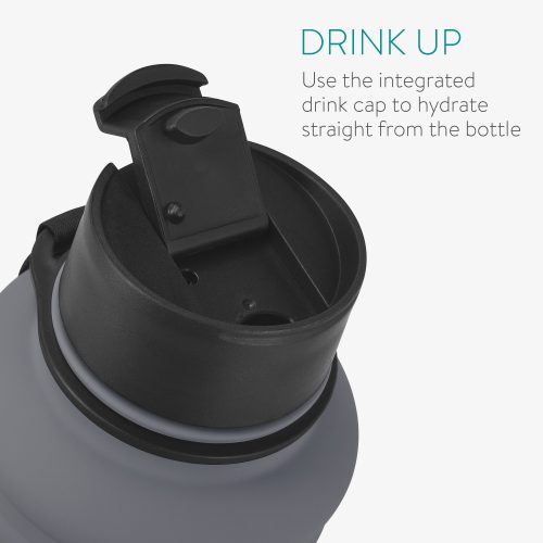 Sticla de apa din otel inoxidabil Navaris cu maner, 2.2 litri, Gri, 54596.73