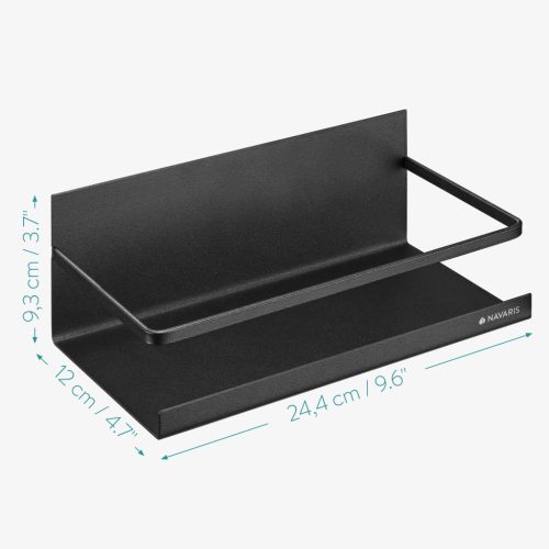 Raft magnetic Navaris, 24.4x12x9.3 cm, 2.5 kg capacitate, condimente, metal/magneti, negru, metal