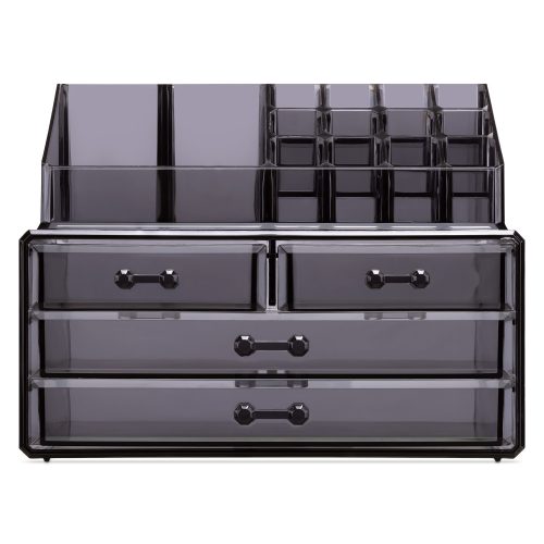 Organizator pentru cosmetice cu sertare Navaris, Negru transparent, 54656.01