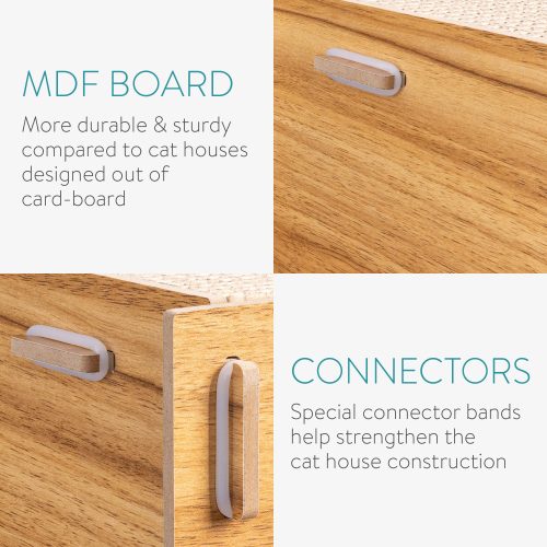 Casa pentru pisici Navaris cu saltea de zgariat 40 x 30 x 35 cm, MDF, Maro, 54973.01
