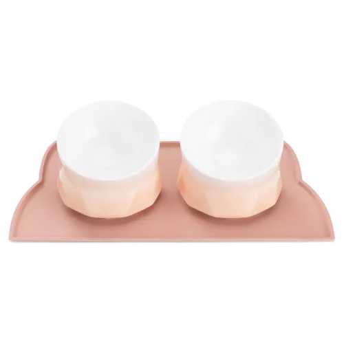 Set 2 Boluri inalte de ceramica pentru pisici si caini Navaris cu covoras, 250 ml, 53300.60