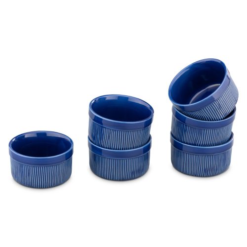Set 6 ramekin ceramice Navaris, 9 cm, pentru cuptor 220C, deserturi/tapas, albastru, Ceramica