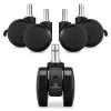 Set 5 Roti pentru scaun de birou tija 11/22 mm, Kwmobile, Negru, Nylon, 55602.02