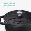 Set 4 Mini Oale din fontă Navaris, 10.5 cm, 290 ml, pentru cuptor si plita, negru/alb, 49079.04.03