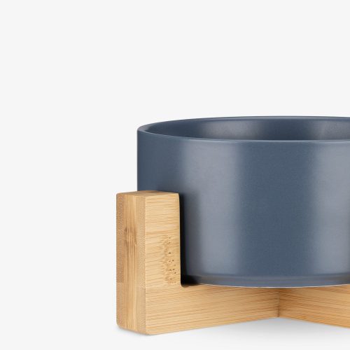 Set 2 Boluri pentru pisici si caini cu suport din bambus Navaris, 550 ml, Albastru, 48350.1.04