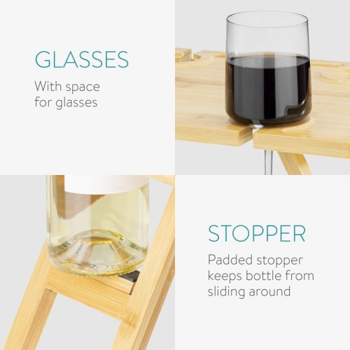 Masuta picnic portabila Navaris, 43x32x23 cm, 4 suporturi pahare, pliabila, 56161.01