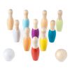 Joc de bowling pentru copii Navaris cu 10 popice si 2 mingi din lemn, 56354.01