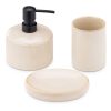 Set 3 accesorii baie Navaris, dispenser + suport periute + savoniera, bej, ceramica/metal