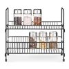 Raft condimente Navaris, 2 niveluri pliabil, 30x26x14.5 cm, blat bucatarie, negru, metal