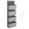Organizator suspendat usa Navaris, 4 compartimente, 33x9x92 cm, pentru dulap si usa, gri, metal