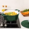 Oala fonta Navaris, 20 cm, emailata, verde, 2.5L, cu capac, pentru cuptor si plita, 58000.01.80