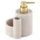 Dispenser sapun cu suport burete Navaris, 11.5x10x16 cm, chiuveta, bej, burete/ABS/plastic