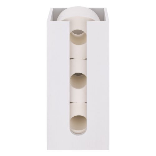 Suport hartie igienica Navaris, 3 role, 15x15x33 cm, alb, hartie/bambus