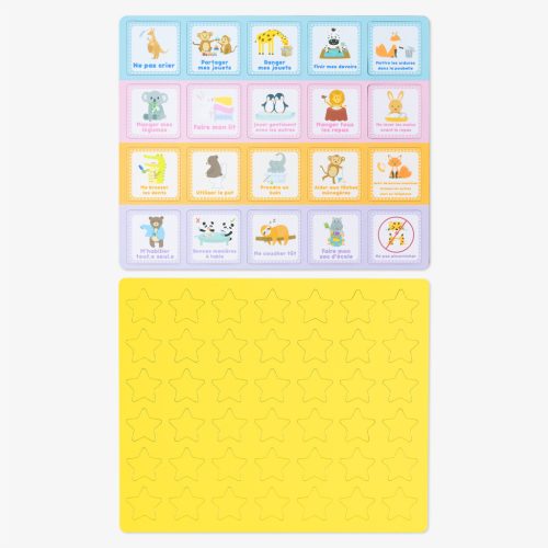 Tabla recompense Navaris, 62 magneti, 39.4x28x8 cm, limba franceza, planner saptamanal, multicolor, MDF