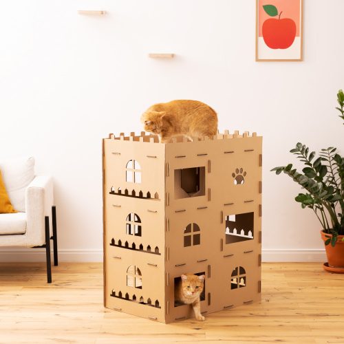 Casa pentru pisici Navaris, Carton, Maro, 58836.01