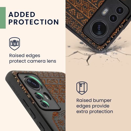 Husa Kwmobile pentru Xiaomi 12/12X, Lemn, Maro/Negru, 56788.05