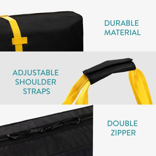 Husa schiuri Navaris, 170x15x30 cm, 1680D, fermoar dublu, curele captusite, negru/galben, poliester