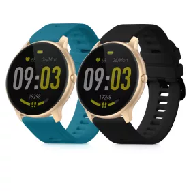   Set 2 curele pentru AGPTEK LW11, Kwmobile, Verde/Negru, Silicon, 56653.57