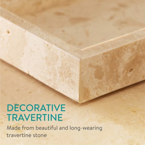 Tava travertin Navaris, 25x12x3 cm, decor/organizare, bej, piatra naturala