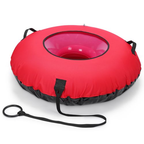 Sanie gonflabila Navaris, diametru 100 cm, cu manere robuste, umflare rapida, rosu, PVC/poliester