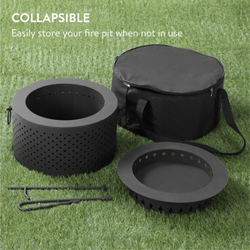 Focar fara fum portabil Navaris cu poker, 31.5x45x31.5 cm, pentru camping, 61571.01