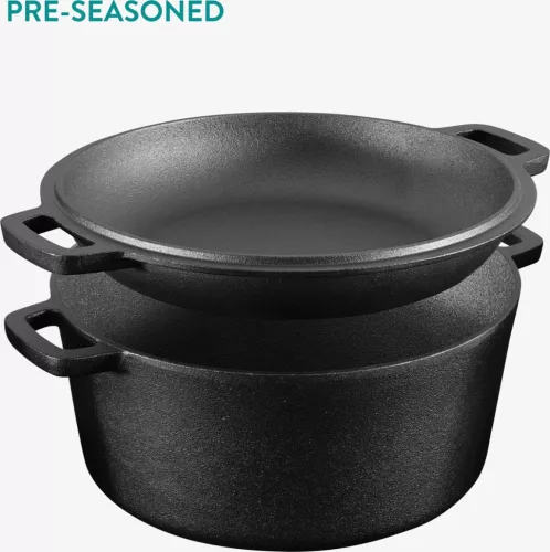 Oala cuptor olandez cu capac Navaris din fonta, pentru plite/cuptoare, 4.7 l,  32 cm, 61695.02