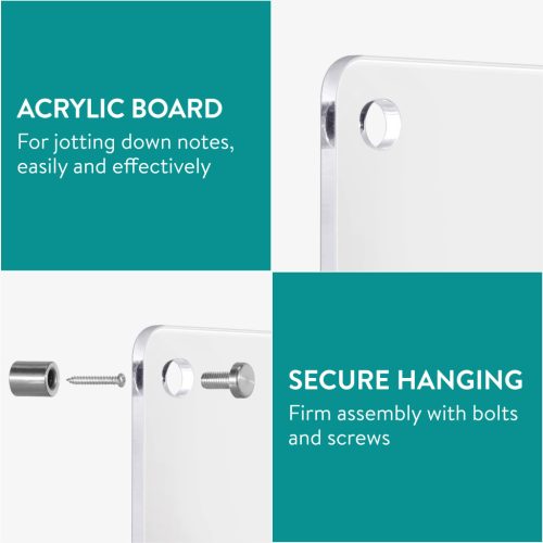 Tabla memo acrilica Navaris, 90x60 cm, organizare perete, acril, transparent, plastic