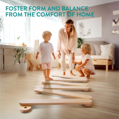 Bara de echilibru din lemn Navaris, 75x19.5x10.5 cm, joaca activa si coordonare, natur, maro, lemn