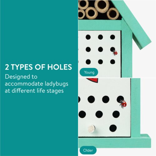 Casa pentru buburuze Navaris cu tuburi pentru albine, 14.5x9x24.5 cm, NAV000025VE001C