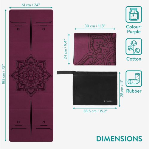 Saltea yoga pliabila Navaris, 183x61x0.15 cm, usor de transportat, eco, negru, cauciuc/bumbac