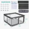 Tarc de joaca copii Navaris, 130x130x50 cm, plasa respirabila, montaj rapid, negru, plastic