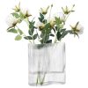 Vaza din sticla Navaris Ribbed, forma ondulata, 18.5x12x20 cm, transparent, sticla
