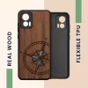 Husa Kwmobile pentru Motorola Edge 30 Neo, Maro/Albastru, Lemn, KWM000018RR002C