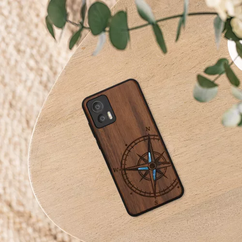 Husa Kwmobile pentru Motorola Edge 30 Neo, Maro/Albastru, Lemn, KWM000018RR002C