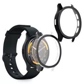   Set 2 Huse Kwmobile cu sticla securizata pentru Garmin Venu 3S, Transparent/Negru, Plastic, KWM0000251S002C