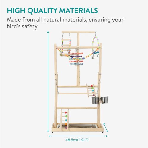 Jucarie din lemn Navaris pentru papagali, 4 niveluri, 48.5x35x97 cm, NAV0000273S002C