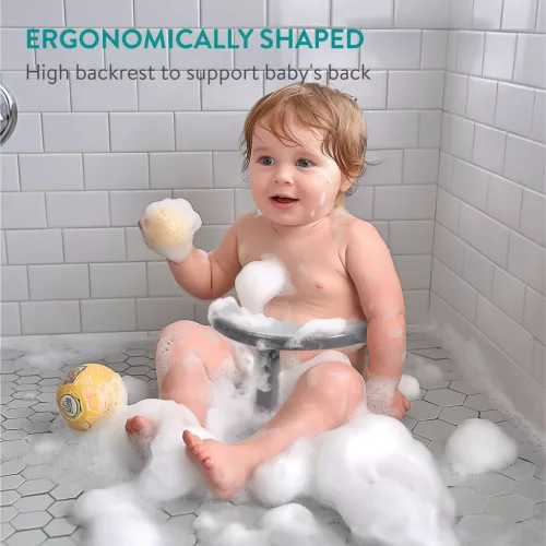 Scaun baie bebelusi Navaris, 6-16 luni, 32x32x28 cm, stabil, albastru, plastic