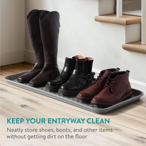 Tava incaltaminte Navaris, 76x38x2.9 cm, colectare murdarie si apa, PP, gri, polipropilena