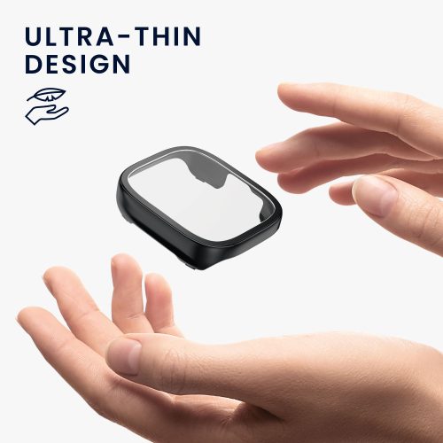 Set 2 Huse Kwmobile cu sticla securizata pentru Xiaomi Redmi Watch 3 Active / Redmi Watch 3 Lite, Negru/Albastru inchis, Plastic, KWM000024ZD003C