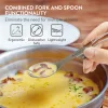 Spork Camping Pliabil Navaris, Titanium, 9.7 cm, gri, NAV0000381V001C