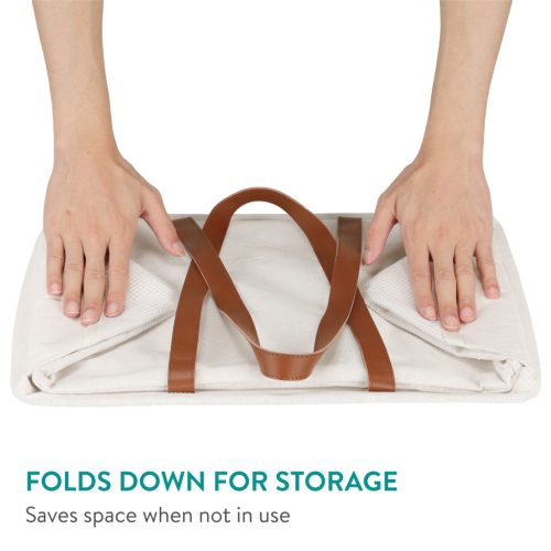 Set 2 cosuri rufe Navaris, 37L fiecare, manere laterale, inchidere cu snur, bej, plastic