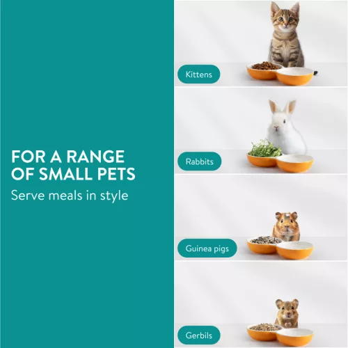 Castron dublu Navaris anti-varsare pentru animale mici, ceramica, NAV000013SF002C
