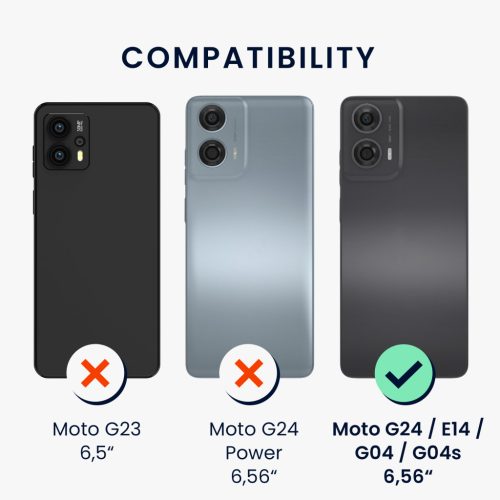 Husa Kwmobile pentru Motorola Moto G24/Moto E14/Moto G04, Maro/Negru, Lemn/Silicon, KWM000022RR001C