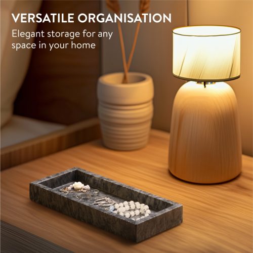 Tava vanity marmura Navaris, 25x12x3 cm, baie si living, marmura, negru, piatra naturala