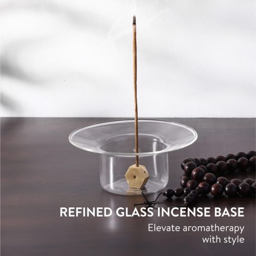 Suport betisoare parfumate Navaris din sticla borosilicata, bol 11.3x5.5 cm, transparent, sticla/metal